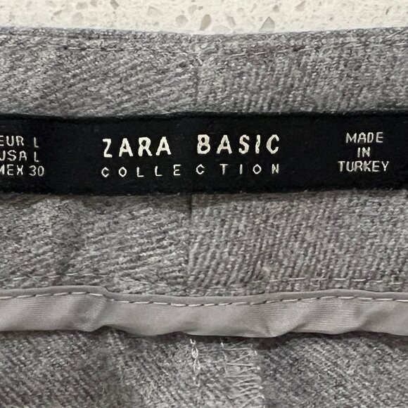 ZARA BASIC Light Gray Flannel Trouser/Pants SZ L - Picture 7 of 7